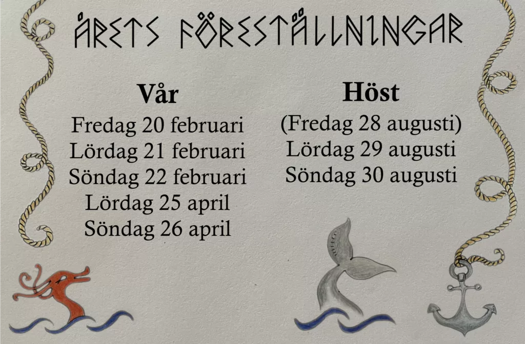 Lista med datum för föreställningar